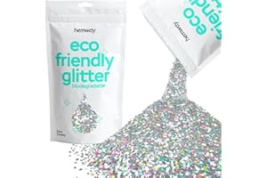 Hemway Eco Friendly biodegradable Glitter 100 g / 3,5 oz Bio cosmético seguro de la chispa Vegano para cara, sombra de ojos - 1/24" 0,04" 1 mm - Plata holográfica