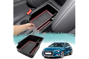 ZCLINKO Compatible con Audi A3 8Y 2021 2022 2023, caja de almacenamiento para reposabrazos, consola central, reposabrazos, bandeja organizadora, caja de almacenamiento, accesorios para el coche (rojo)