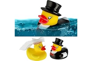 CEPEWA Anatra da bagno coppia di sposi | H5 cm giallo anatre sposo | giocattolo da bagno matrimonio coppia di sposi regalo
