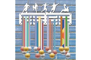 CREATCABIN Porta Medaglie Calcio Espositore Medaglie in Metallo Sport Piccolo Supporto Decorativo Premi La Casa Distintivo Gara Calcio Ginnastica Nuoto Medaglia 13x29cm Bianco