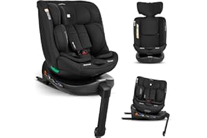 KIKKA BOO KikkaBoo Silla Coche Bebe Grupo 0 1 2 3 ISOFIX (0-36 kg) i-SECURE, Giratoria 360°, Reclinable, Protección SPS i-Size, Lateral, Arnés de 5 Puntos, 12 Posiciones Reposacabezas, Negro