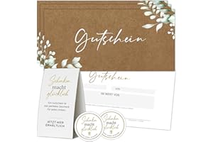 ‎EUMMEL Eummel 50 Blanko Gutscheine zum selbst Ausfüllen | inkl. Aufsteller und Aufkleber | Für diverse Unternehmen wie z.B. Friseur Kosmetik Massage Nagelstudio etc. | Geschenkgutschein