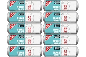 Gut & Günstig Müllbeutel/Mülltüten mit Tragegriff, 25 Liter, 30 Stück pro Rolle, Reißfest & Flüssigkeitsdicht, Produkt & Verpackung recyclebar (10er Pack)