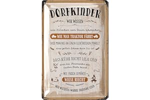 ‎LANOLU LANOLU Retro Blechschild DORFKINDER- lustige Schilder mit Sprüchen, Shabby Chic Deko - Geschenk im Farmhouse Deko, vintage Metallschild mit Sprüchen 20x30cm
