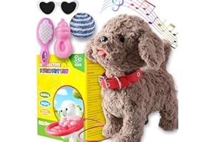 Marsjoy Hundespielzeug-Set für Hunde mit Bellen und Gehen, singender Welpe, wiederholen, was Sie sagen, Teddy mit Kontrollleine, elektronischer Hund, Touch- oder Sprachsteuerung, Musiktanz, DOG 003