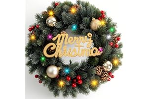 KEKECHAORAN 35 cm, wieniec bożonarodzeniowy, wieniec ze sztucznych szyszek choinkowych, dekoracja świąteczna, wieniec do okien, kominka, ogrodu, wewnątrz i na zewnątrz (zielone złoto)