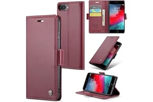 Rerzoiro Funda para iPhone 7 Plus/iPhone 8 Plus, Funda de Cierre Magnético, Cartera de Cuero PU con [Bloqueo RFID], Soporte, Ranura para Tarjetas, Case para iPhone 7 Plus/iPhone 8 Plus, Rojo