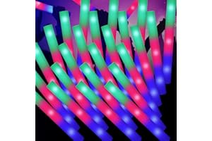 OLUPP Glow Sticks Bulk, 58 Pcs Giant Foam Glow Sticks with 3 Modes Colorful Flashing, Neon Party Favors, Glow in The Dark Party Supplies for Wedding, Raves, Concert, Camping, New Year, Carnival