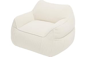 bananair - Puff Gigante de Salón y Habitación en Tela de Pana - Elegante y Cómodo - Puff Pera con Relleno Incluido Ideal para Crear un Ambiente Acogedor (Blanco Roto)