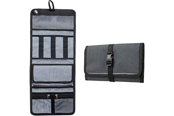 FATMUG Small Travel Organizer Bag For Electronic And Accessories -Gadgets Kit Case Pouch -Dark Grey