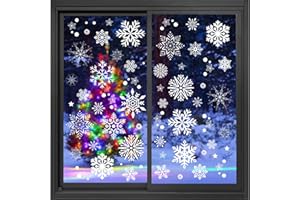 ihaspoko Natalizi Finestra Statico, Immagini Autoadesive per Finestre di Natale, Adesivi per Finestre di Natale, Decorazioni Invernali per Finestre con Fiocchi di Neve