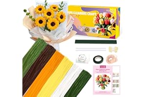 MQOALA 450Pcs Pipe Cleaners,12Inch 6 Colors Pipe Cleaners for Crafts DIY Flowers Kits Tulip Lily Rose Sunflower Thick Fluffy Pipe Cleaners Craft Supplies Adult Handmade Art Craft Decoration (Yellow)