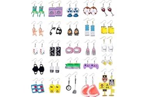 GIFIKOI 30-40 Pairs Weird Cute Funny Earrings Gummy Bear Duck Mushroom Fruit Flowers Drop Dangle Earrings for Women Girls Aesthetic Earrings Food Animal Earrings Bulk