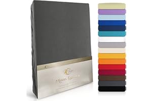 ‎MOON Moon-Luxury Spannbettlaken Spannbetttuch Jersey Stretch 230g/m² für Wasserbetten, Boxspringbetten und herkömmliche Matratzen (anthrazit, 180x200-200x220)