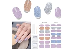 DUKASOU Unghie Gel Adesive UV - 28 Pcs Smalto Adesivo per Unghie Adesivi Unghie Gel Nail Stickers Full Wraps Lampada LED Adesivi per Unghie(colorato)