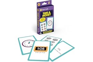 Carson Dellosa Time and Money Flash Cards—Kindergarten-Grade 3, Telling Time With Clocks, Counting Money With US Currency, Elementary Math Practice (54 pc) (Brighter Child Flash Cards)