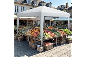 DWVO Folding Gazebo, Foldable Stable Pop Up Weatherproof Garden Gazebo with UV Protection, Height Adjustable for All Seasons - Ideal for Markets, Pool, Waterproof and Robust, 3 x 3 m