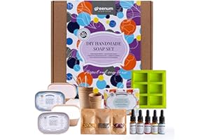 GREENUM GIFTS OF NATURE Lot de 19 bases de savon pour la fabrication de savon - Kit de fabrication de savon brut avec base transparente et beurre de karité de 500 g chacune, 3 couleurs, 2 parfums, 3 fleurs, moule à savon