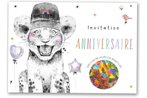 STUDIO MANALI 12 cartes invitation anniversaire à gratter enfant fille et garçon - 12 enveloppes - 12 stickers