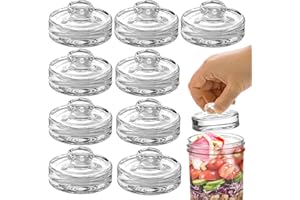 YOUEON 9 Pack Fermentation Glass Weights with Easy Grip Handles for Wide Mouth Mason Jars, Pickling Jars, Glass Fermentation Weights for Fermenting Kit, Sauerkraut, Kimchi and More