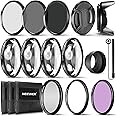 NEEWER 52mm ND/UV/CPL/FLD/Close Up Filter and Lens Accessories Set, ND2/4/8, Circular Polarizer Filter, Close Up Filters(+1/+2/+4/+10), Tulip Lens Hood, Collapsible Lens Hood, Lens Cap, Filter Pouch