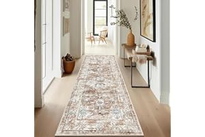 Enyhom Teppich Läufer, 60 x 180 cm Extra Lange Läufer Teppiche für Flur rutschfest Waschküche Maschine Waschbar Küche Bodenmatte für Eingang Schlafzimmer Treppe Badezimmer, Cremefarben