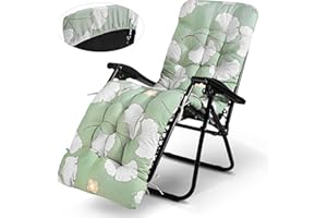 Zyncove Sun Lounger Chair Cushion Deckchair Cushion Thick Garden Lounge Chair Cushion Replacement with Non-Slip Top Cover and Tie rope, 170x53x8cm (Ginkgo Biloba)