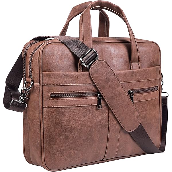 LEARICHI 17 inch Echt Jager leer laptop schouder aktetassen voor heren Rustieke vintage bruine schoudertas in distressed look, messenger werktas met gewatteerd laptopvak