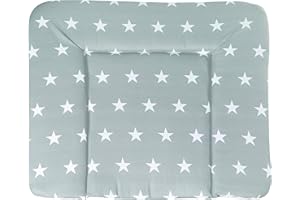 roba Matelas à Langer Imperméable 85 x 75 cm Little Stars - Bords Rehaussés - pour Table à Langer - Indéchirable et Sans Phtalate - Motif Étoiles Blanches sur Fond Gris
