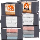 Lifewit Clothes Storage Boxes, Clothes Storage Bag, Foldable Wardrobe Organizer, Moving Boxes, Bags with Reinforced Handle fo
