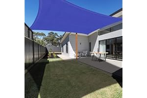 Ankuka Sun Shade Sail 3m x 4m Navy Blue Rectangular Waterproof Garden Sun Sail Outdoor Patio Party Sunscreen Awning Canopy 98% UV Block With Rope