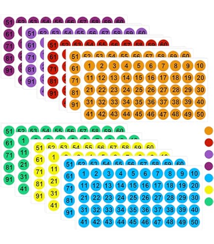 36 Adesivi Rotondi Con Numeri - Per Scuola, Casa E Ufficio - Foto 3