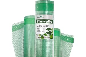 AGRI plus Film grillagé 2 x 7 m I Bâche tissée Solide 250 g/m² avec Bord clouté I Film de Jardin Transparent pour couvertures I Résistant aux intempéries & résistance aux UV 3 Ans