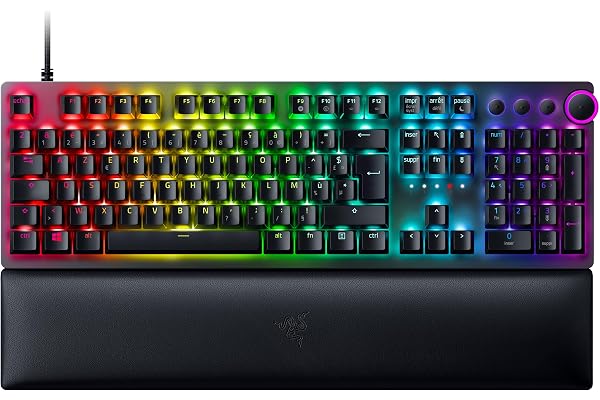 Razer Huntsman V2 (Switches Analog) - Clavier Gamer Optique pratiquement sans Latence (Switches Optiques Analogiques, Touches en PBT Doubleshot, Câble USB-C Détachable) Clavier AZERTY | Noir