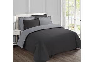 Vision Dwustronna poszewka na kołdrę, bawełna, węgiel/szary, 200_x_200_cm