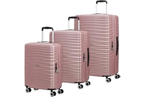 American Tourister Aerotech: Juego de 3 Maletas rígidas (Equipaje de Mano, Mediana, Grande), Ampliable, Juego de Carrito con Cierre de la TSA, Rosa (Rosa Metalizado)