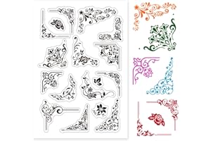 GLOBLELAND Timbro in silicone per timbri trasparenti a forma d'angolo per cartoline e scrapbooking fai da te