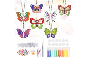 Landifor 12pcs Butterfly Window Art Craft Kit Stained Glass Spring Suncatcher Ornament Paint Your Own Butterfly Sun Catcher Butterfly Hanging Window Decor for Kid Classroom Spring Party Favor
