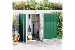Homgoday Cobertizo de Jardín, Cobertizo Herramientas jardín Acero galvanizado 225x89x161 Cobertizo metálico Caseta de Jardin para Almacenamiento de Herramientas Verde