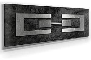 BILDERKING JACK DYRELL SILBER AUF GRANIT - XXL BILD - KUNST - XXL 150 x 50cm, Leinwand auf Holzrahmen aufgespannt, UV-stabil und wasserfest, XXL Deko Bild abstrakt FineArtPrint Wandbild für Büro oder Wohnzimmer