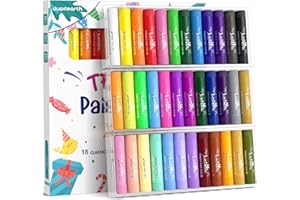 JUPITEARTH 36 Colours Tempera Paint Sticks for Kids, Washable and Quick Drying, Includes 120 Printable Colouring Pages and 30 Reward Stickers, Non-Toxic Art Supplies for Drawing and Creative Crafts