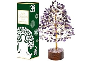 Crocon Amethyst Gemstone Money Tree Feng Shui Bonsai for Reiki Healing Chakra Stone Balancing Mystical Spiritual Home Interior Office Decor Size: 10 Inch