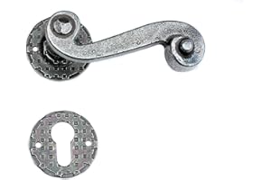 UHRIG Poignées de porte en fer forgé, jeu de poignées en noir antique, paire de poignées de porte avec poignée et rosaces de serrure pour par exemple la porte d’entrée et bien plus encore.