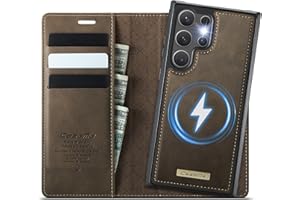 Coverilo Hülle für Samsung Galaxy S25 Ultra 5G, Abnehmbar 2-in-1 Magnetische Premium PU Leder Handyhülle Kabelloses Laden Kartenfach RFID Schutz Standfunktion Klapphülle für Galaxy S25 Ultra – Braun
