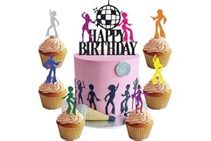 PALASASA 25 Stück Disco Tortendeko Tanzende Menschen Cake Toppers 70er 80er Jahre Disco Tanzen Cupcake Topper Discokugel Kuchen Toppers für Hippie Neon Party Dekorationen Disco Ball Dance Geburtstag Party