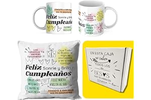 BY KROL STORE Regalo Original de cumpleaños con Taza y Cojin cumpleaños obsequio Divertido y Especial Idea Regalo Set cumpleaños Hombre Mujer (Azul)
