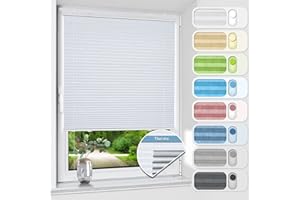 ‎HOMEDEMO HOMEDEMO Plissee ohne Bohren verdunkelung, Thermo Plisseerollo Klemmfix, Weiß 75x130cm(BxH) Verdunklungsplissee 100% lichtundurchlässig für Fenster, Blickdicht Sichtschutz Sonnenschutz