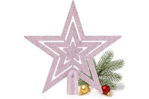 com-four Adorno para árbol de Navidad en Forma de Estrella - Estrella para la Copa del árbol de Navidad - Adornos para árboles de Navidad - Adornos para árboles de Navidad de plástico