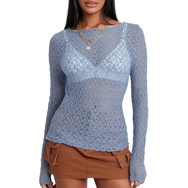 Acquista Camicia coreana all'uncinetto corta Moda soffio a maniche lunghe in pizzo con scollo a