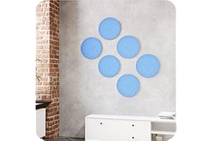 vilz 6 paneles de pared acústicos reciclados de fieltro acústico, para aislamiento acústico, redondos, 270 mm de diámetro, 12 mm, color azul cielo